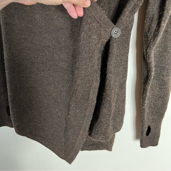 Betabrand Black Sheep Wrap Sweater S/M Brown Wool/Alpaca Blend Hooded Cardigan - Picture 6 of 13